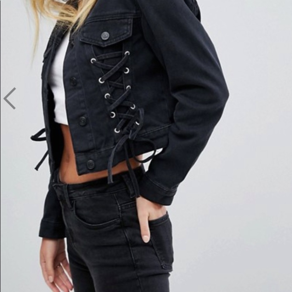 New Look Lace Up Denim Jacket